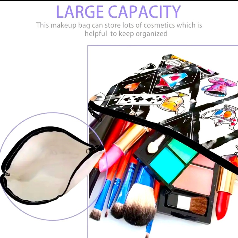 Wonderland Makeup Bag - Spacious & Durable Cosmetic Pouch with Zipper NWT - Picture 3 of 4